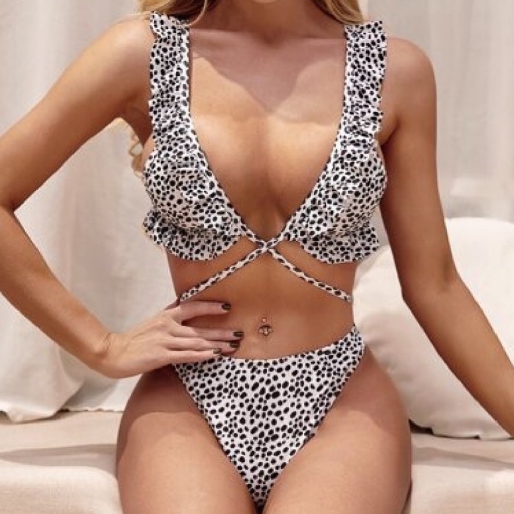 SHEIN Dalmatian print bikini